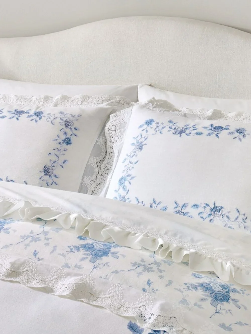 LoveShackFancy x Pottery Barn NWT Blue Rose Duvet Cover QUEEN